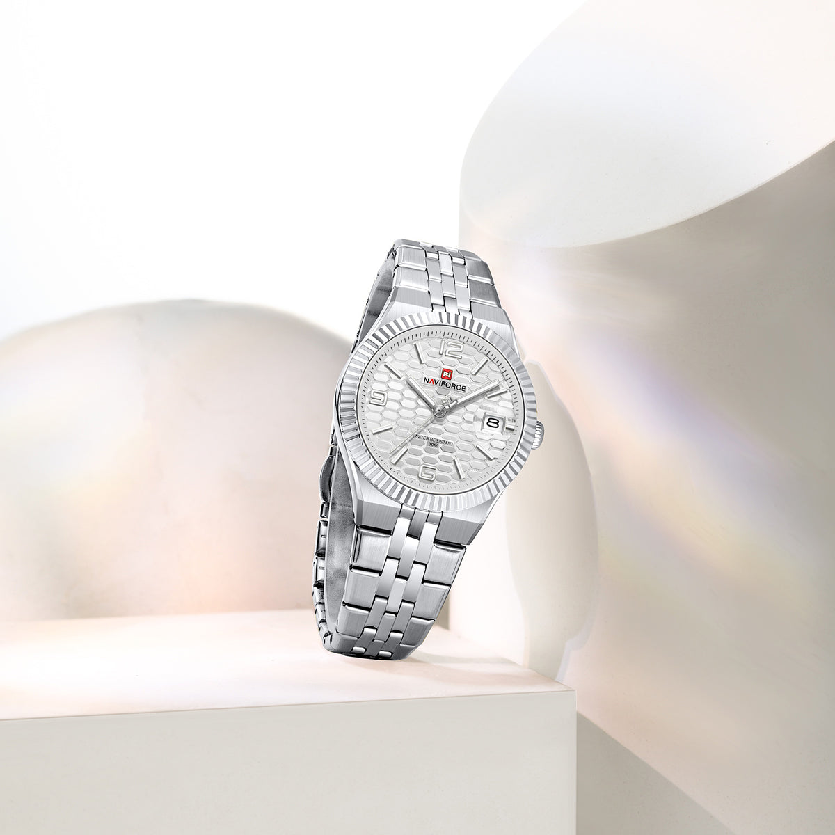 Naviforce 5079 Lotus Woman Watch - Silver