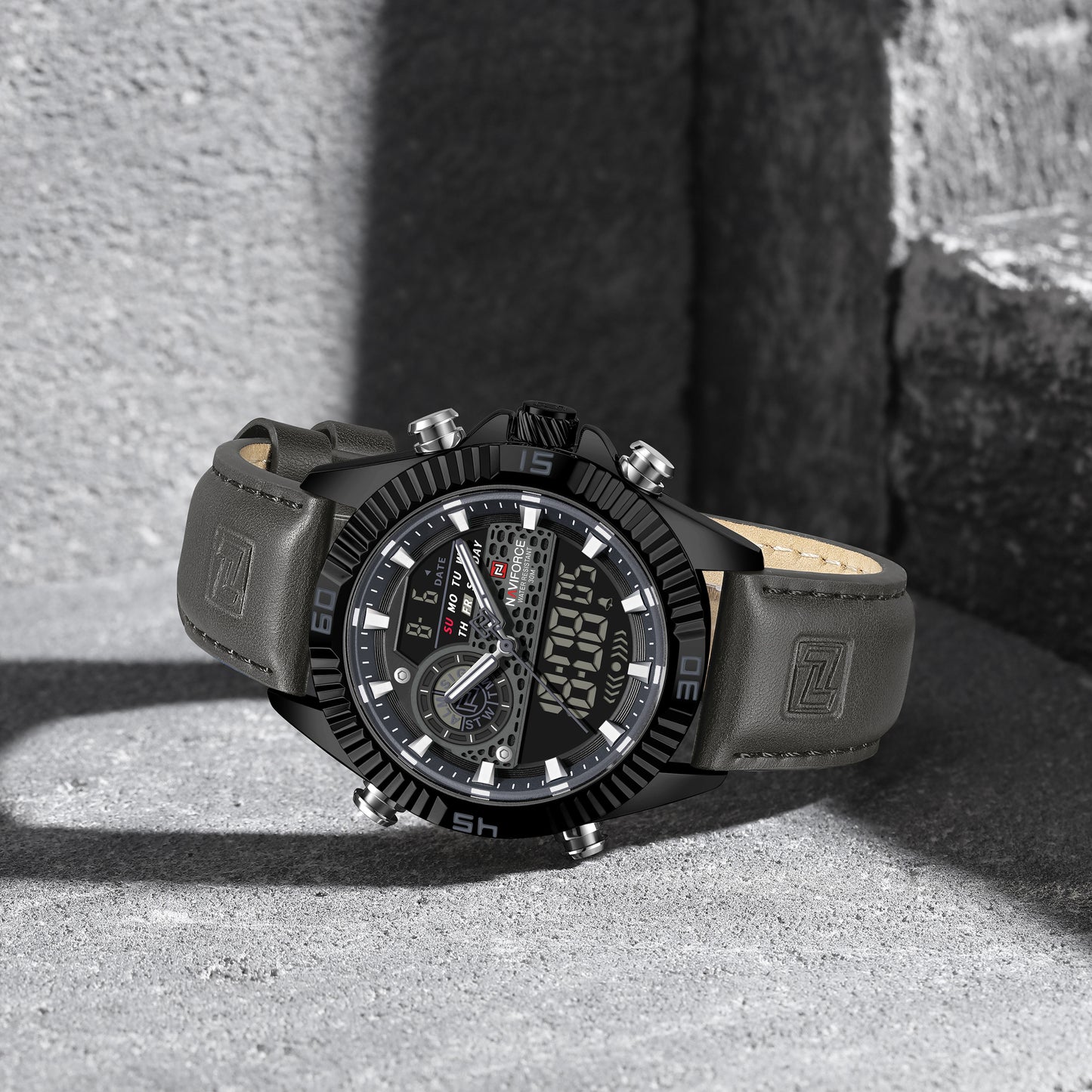Naviforce 9262L Voyager Men Leather Watch - Grey