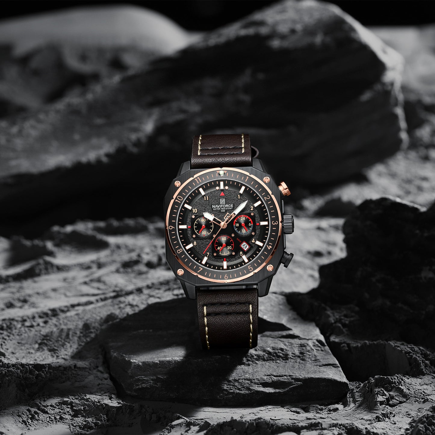 Naviforce NF8057 Chronomaster Men Watch - Coffee-Brown