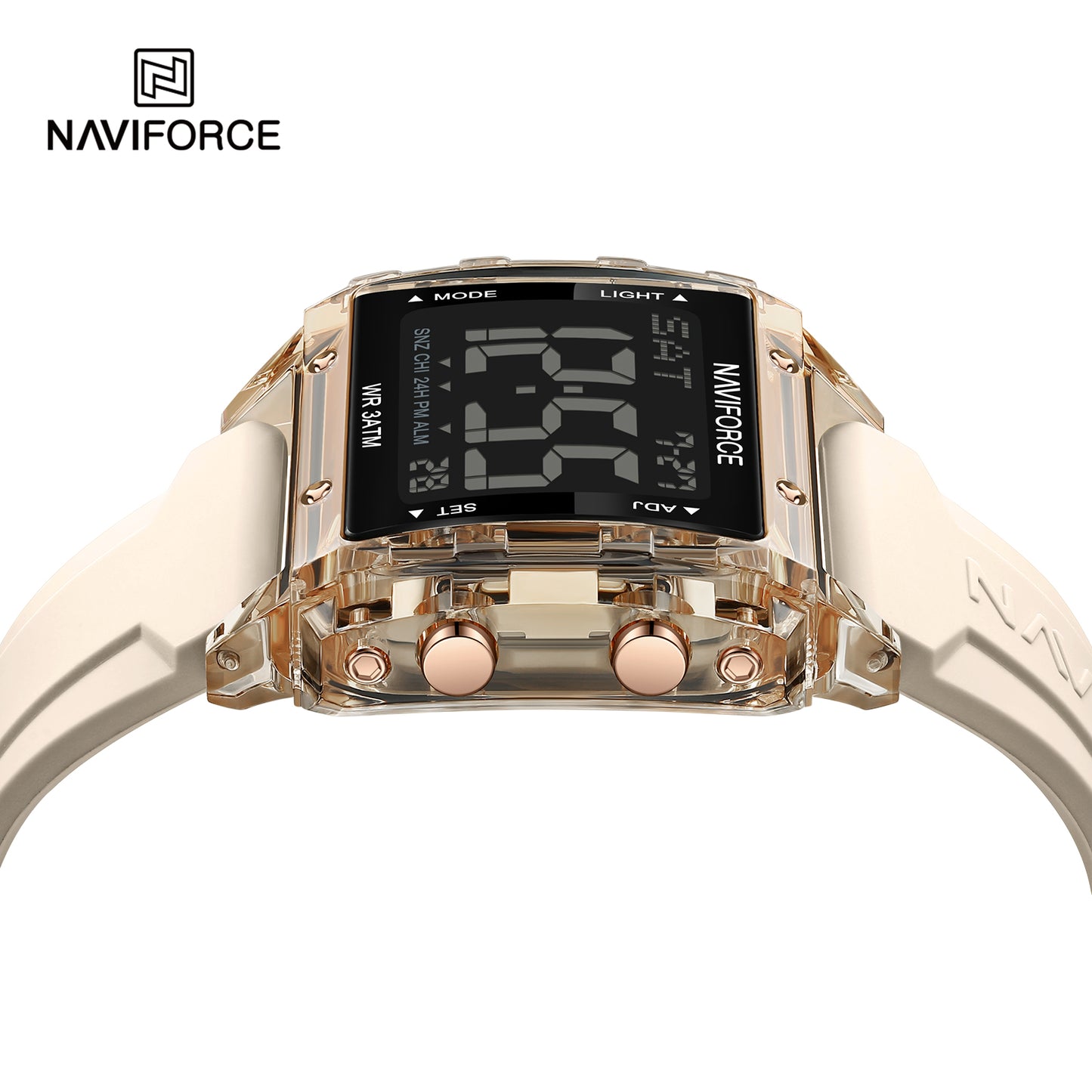 Naviforce 7101 Belladonna Silicone Women Watch - Beige RoseGold