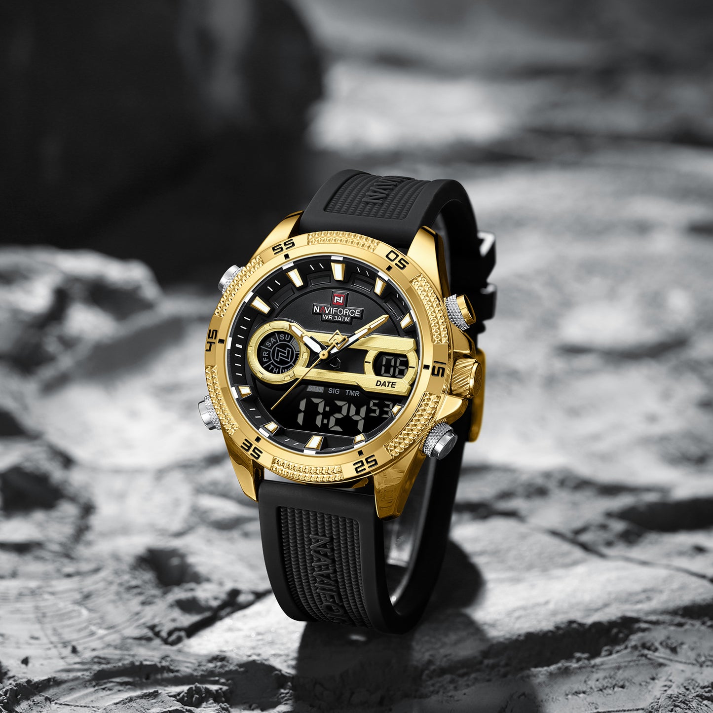 Naviforce 9223 Starfire Premium Men Watch - BlackGold