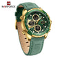 Naviforce 9197 Electron Men Leather Watch - Gold Green