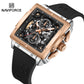 Naviforce 8064 Square Chrono Men Watch - Silver Black RoseGold