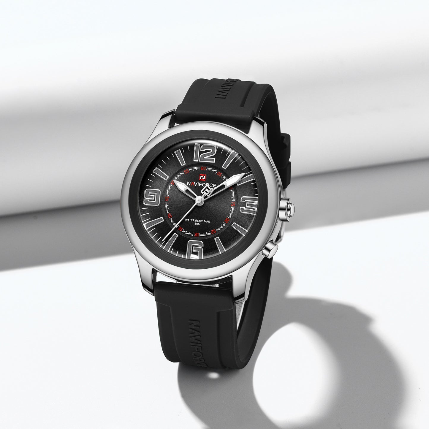 Naviforce 9256 Duotime Couple Watch - Silver Black