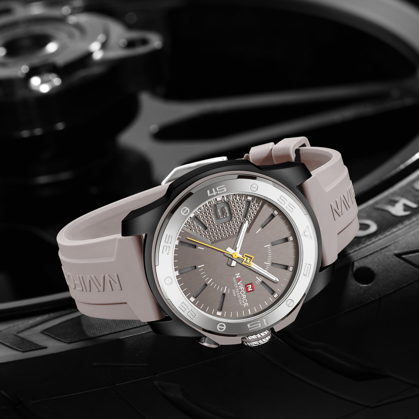 Naviforce 7112 Brigadier Silicon Men Watch - Light Grey