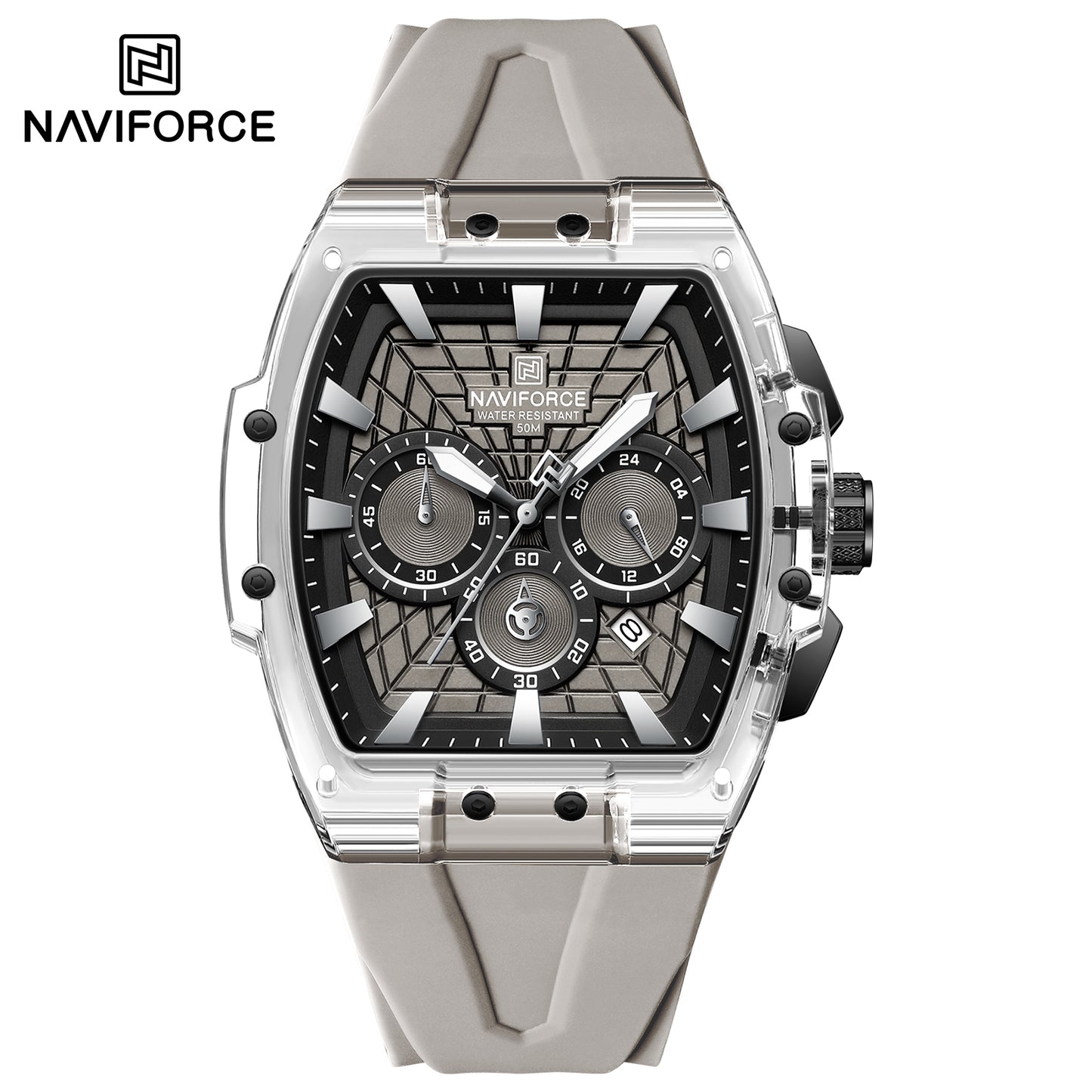 Naviforce 6113 Kwada Chrono Silicone Watch - Grey