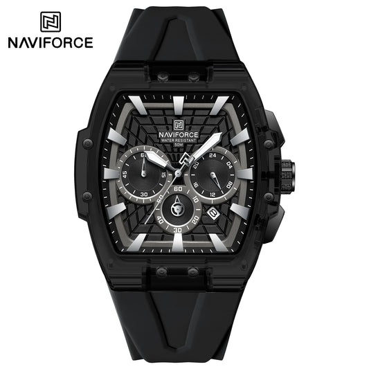 Naviforce 6113 Kwada Chrono Silicone Watch - Black