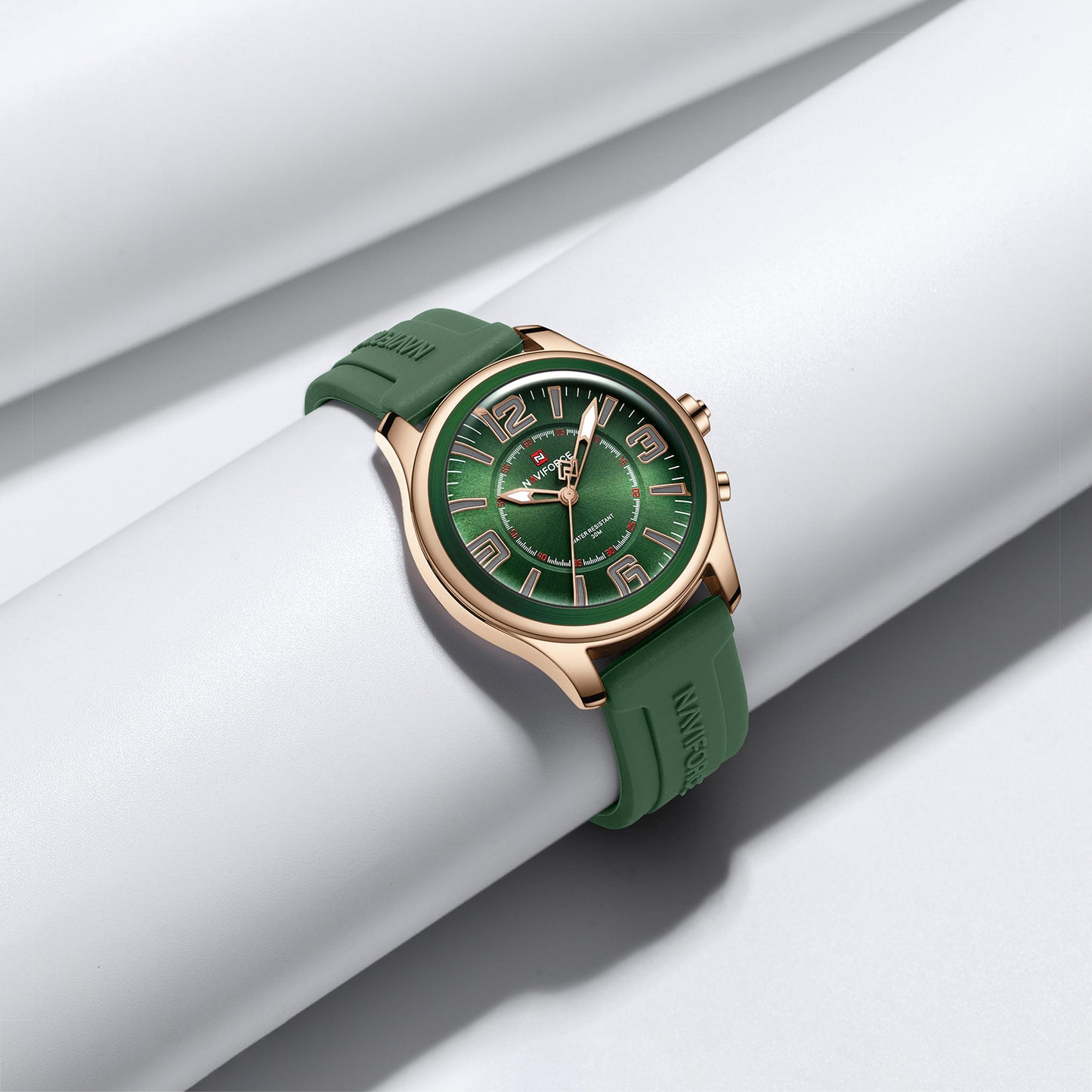 Naviforce 9256 Duotime Couple Watch - Green