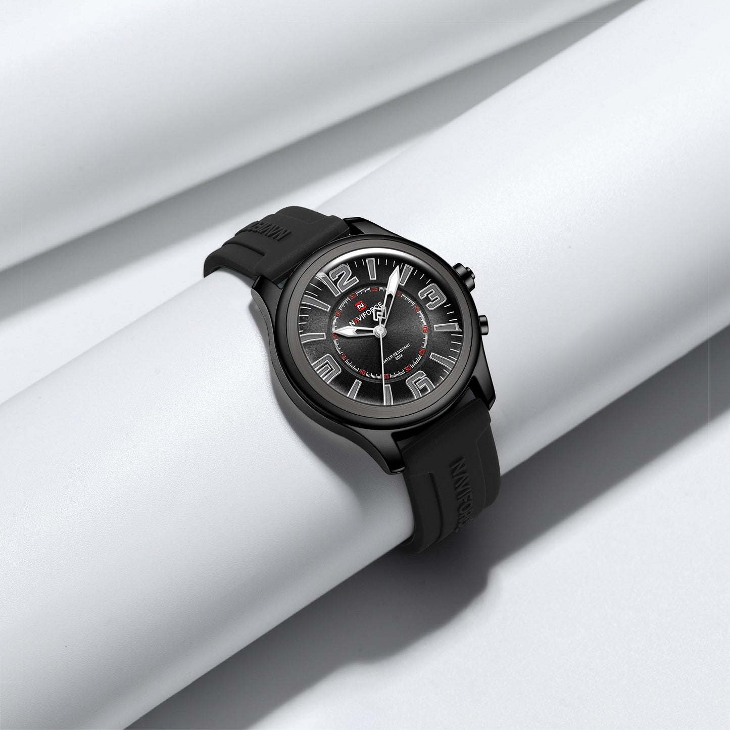 Naviforce 9256 Duotime Couple Watch - Black