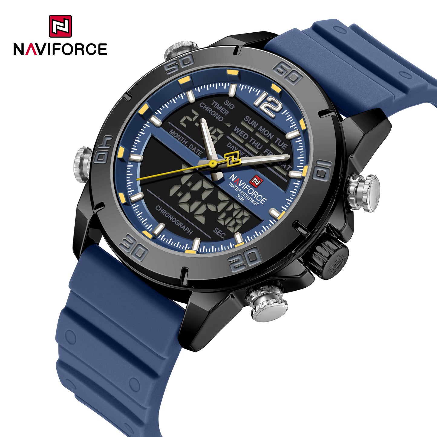 Naviforce 9253T Alexander Men Silicone Watch - Blue