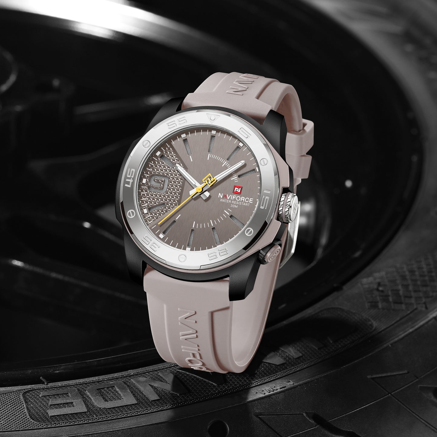 Naviforce 7112 Brigadier Silicon Men Watch - Light Grey