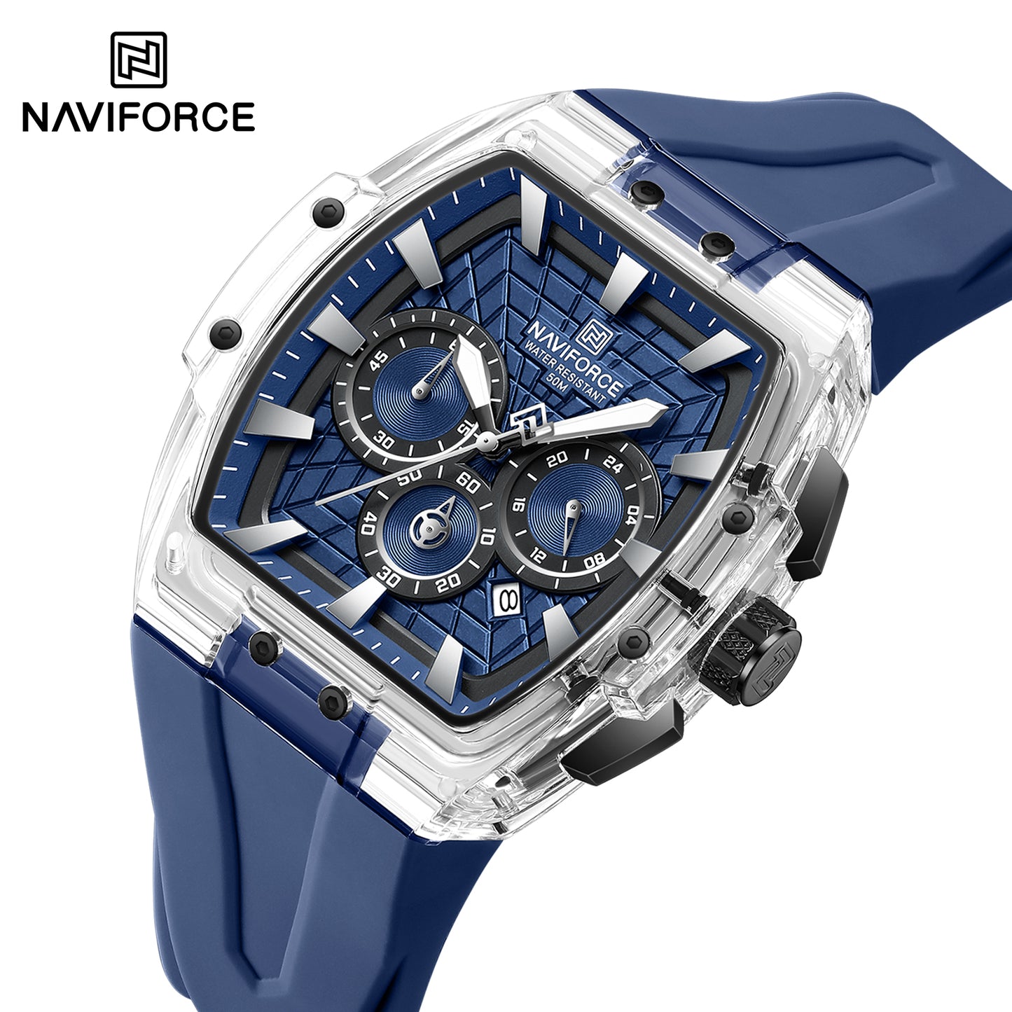 Naviforce 6113 Kwada Chrono Silicone Watch - Blue