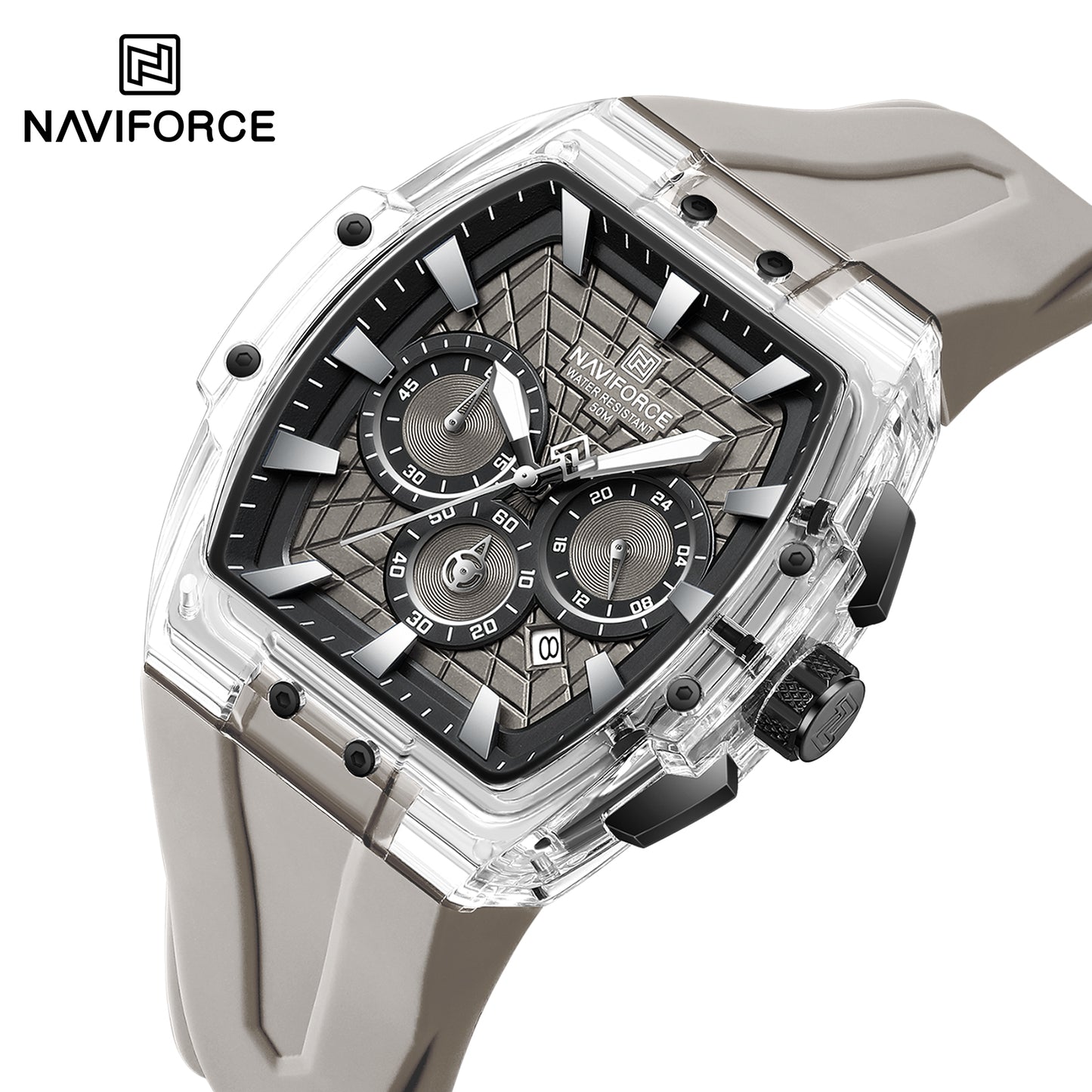 Naviforce 6113 Kwada Chrono Silicone Watch - Grey