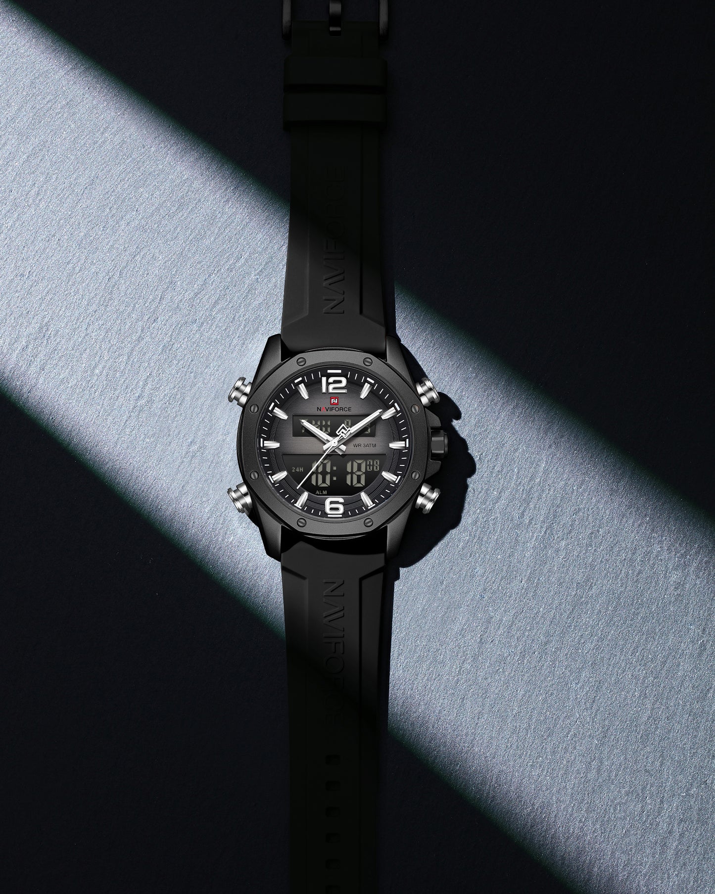 Naviforce 9264 Sentinel Men Silicone Watch - Black