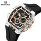 Naviforce 6113 Kwada Chrono Silicone Watch - Black RoseGold-Silver