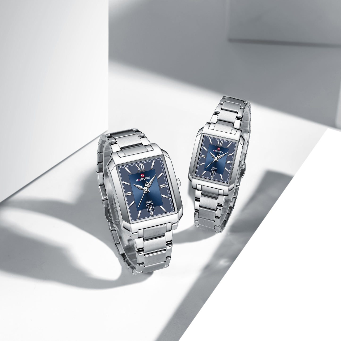 Naviforce 9251 Treasure Couple Watch - Silver Blue