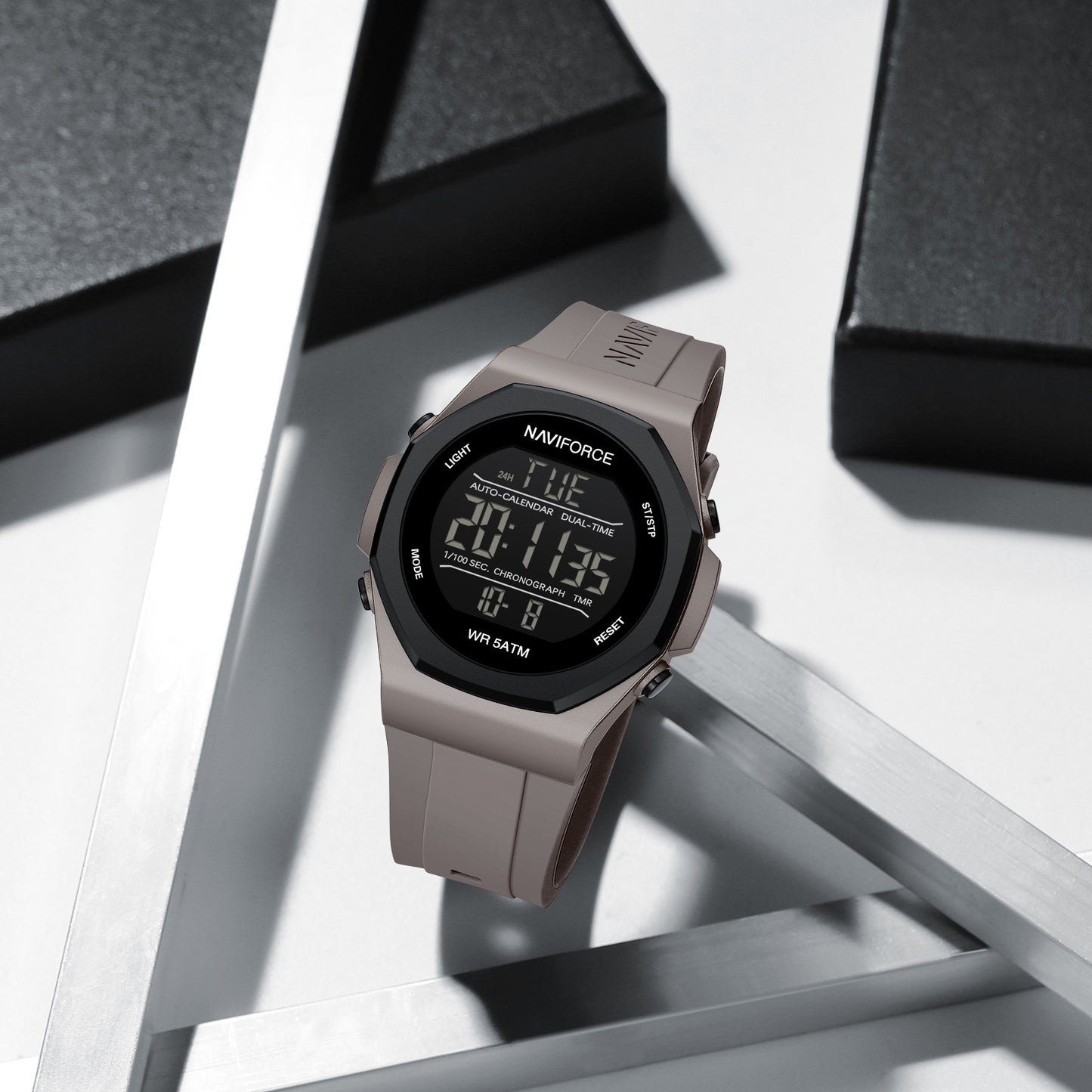 Naviforce NF7117 Volda Digital Men Watch - Light Grey