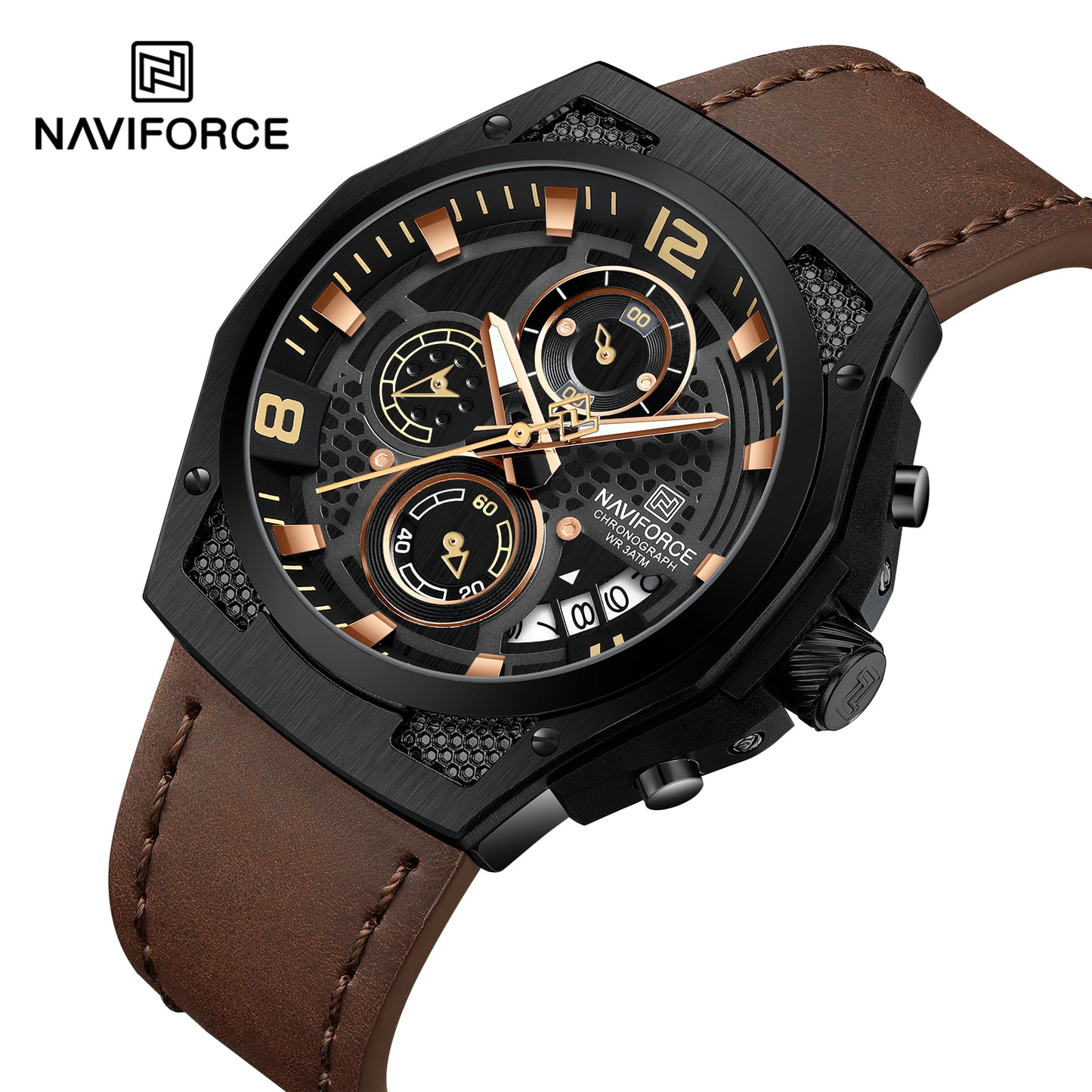 Naviforce 8051L Sentry Leather Watch -  Brown Black