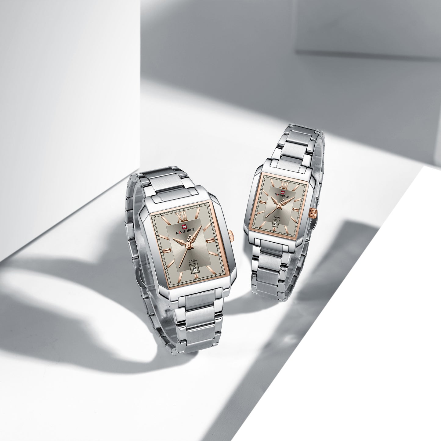 Naviforce 9251 Treasure Couple Watch - Silver Grey