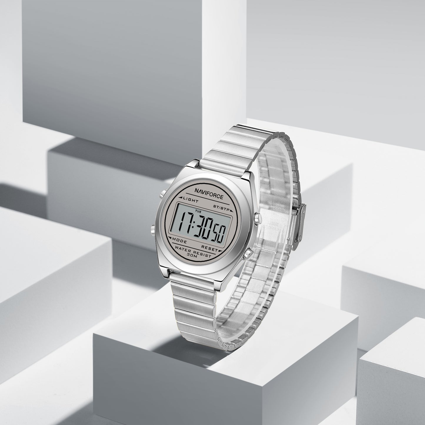 Naviforce 5066 Haute Digital Women Watch - Silver