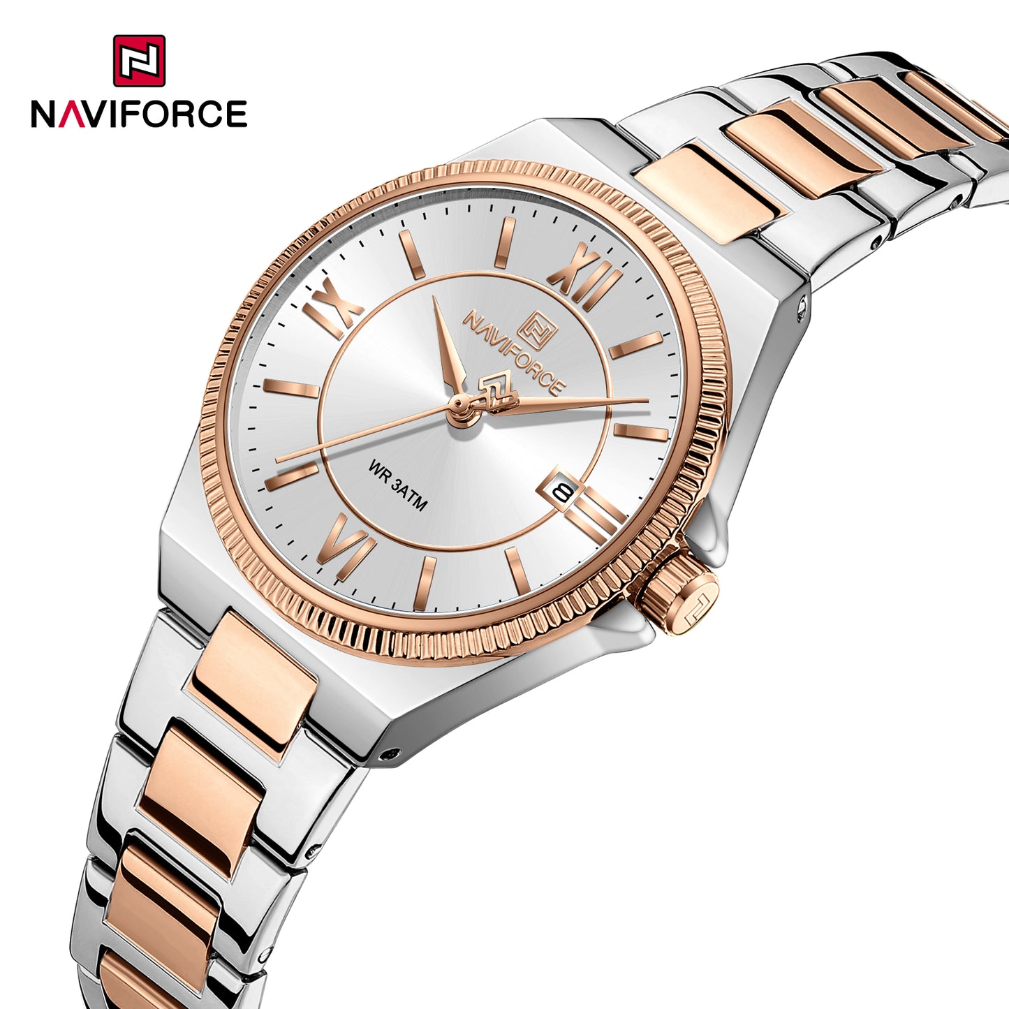 Naviforce 5073 Eva Women Watch -Silver RoseGold