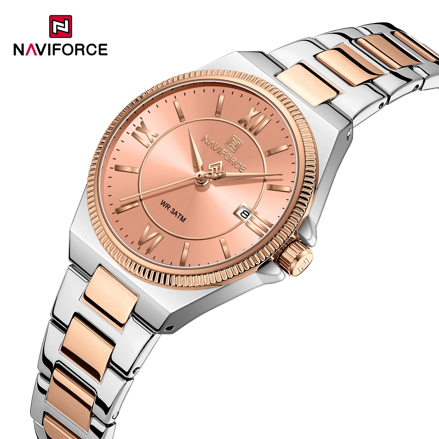Naviforce 5073 Eva Women Watch -Silver-RoseGold Peach