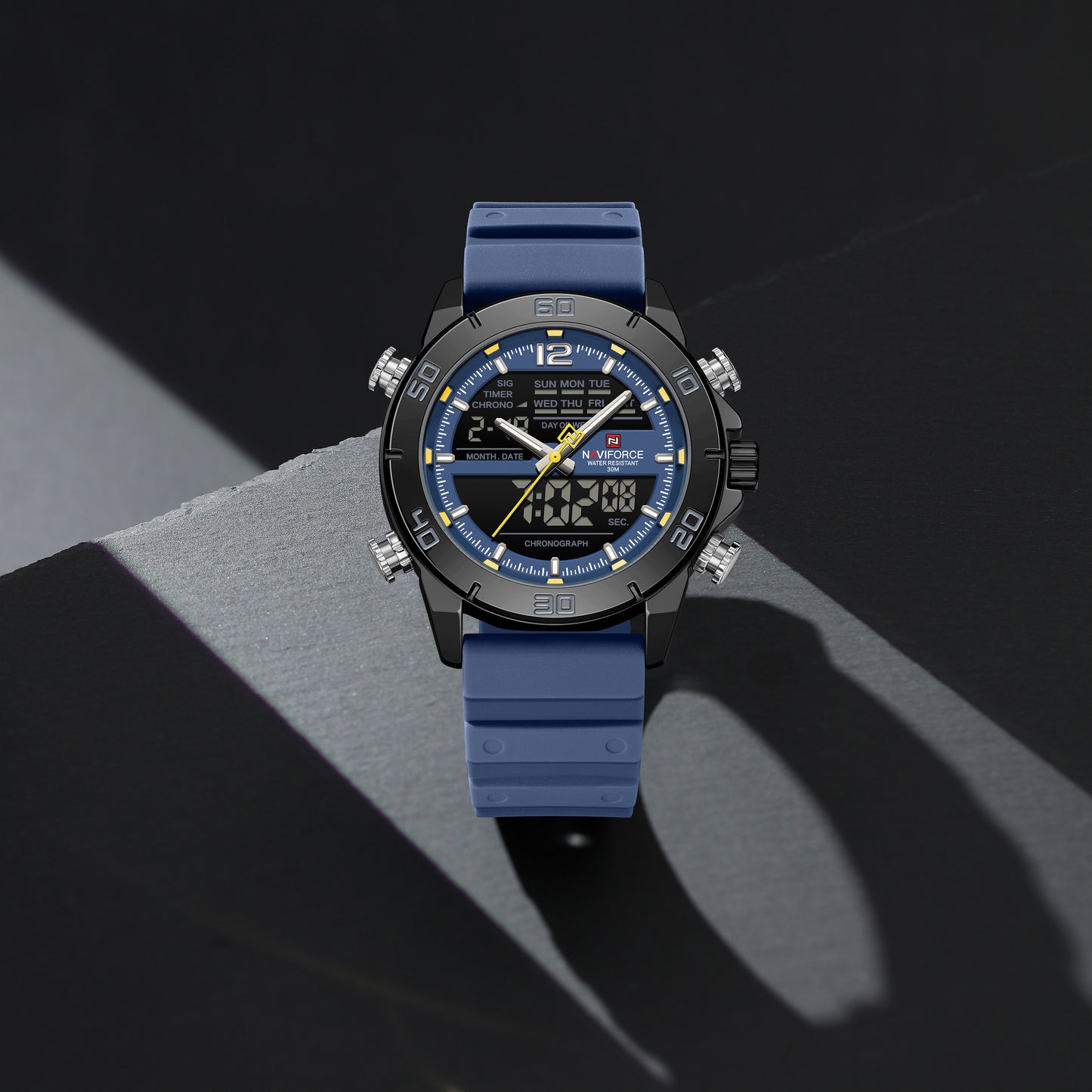 Naviforce 9253T Alexander Men Silicone Watch - Blue