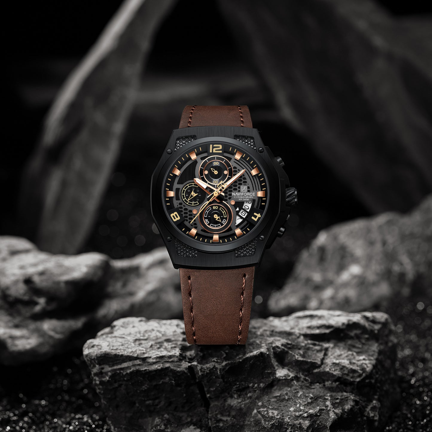 Naviforce 8051L Sentry Leather Watch -  Brown Black