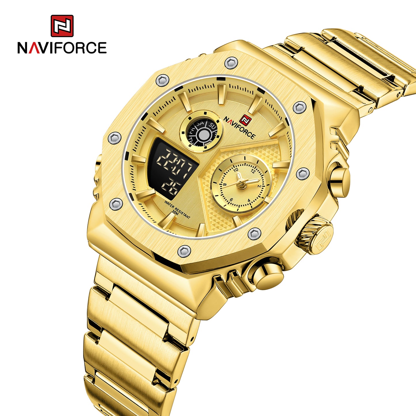 Naviforce 9216S Polygonal Men Watch - Gold