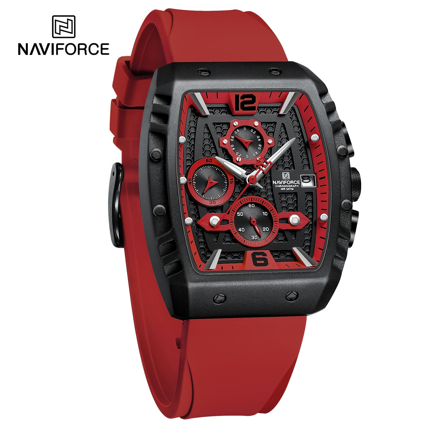Naviforce 8025 Rotary Men Watch - Black Red