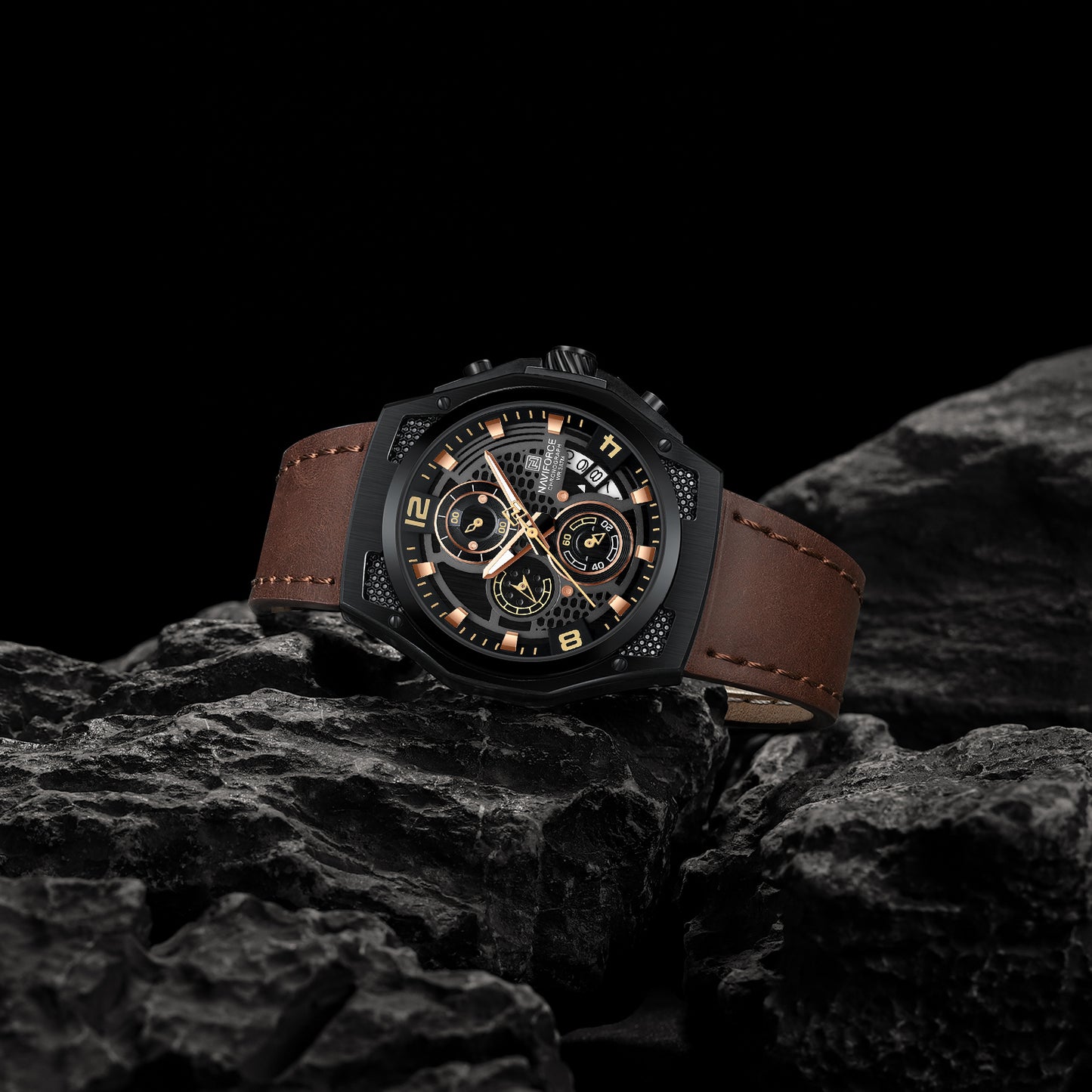 Naviforce 8051L Sentry Leather Watch -  Brown Black