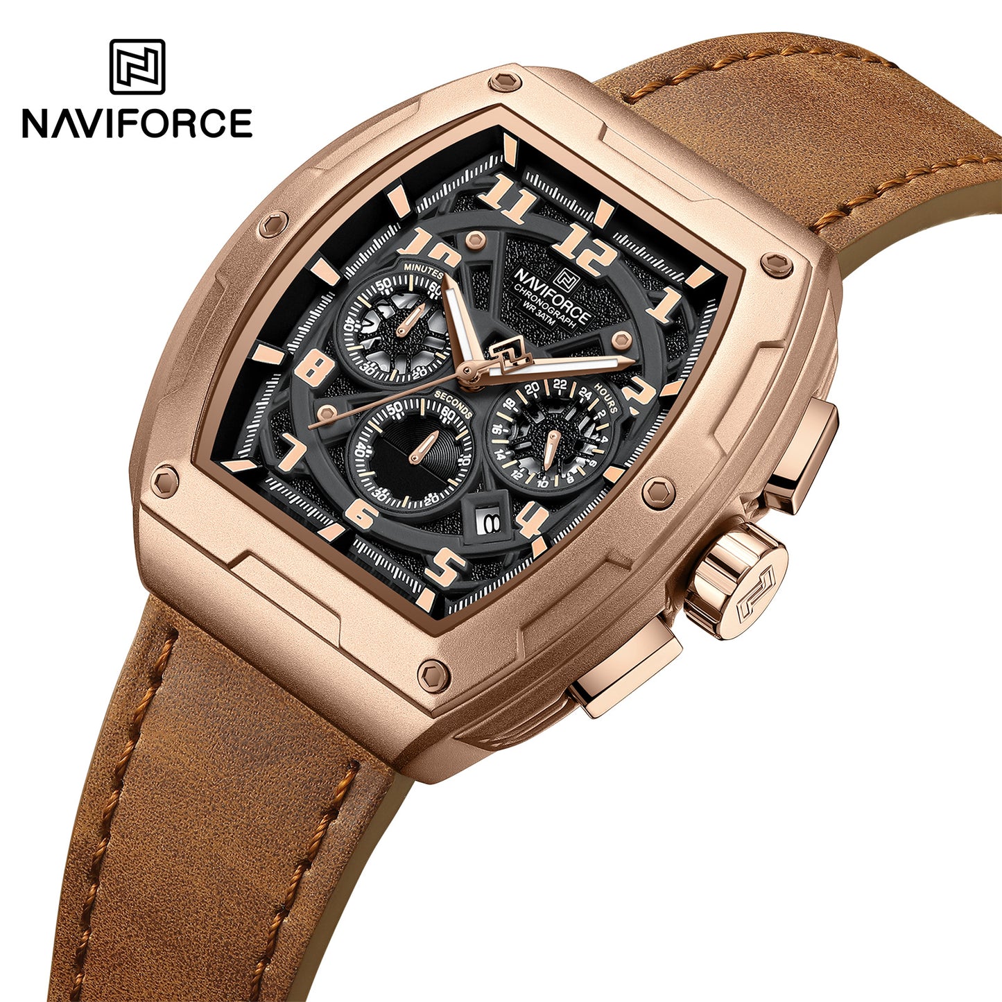 Naviforce 8053 Gently Men Leather Watch - Brown