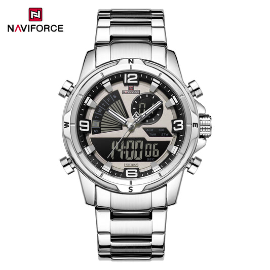 Naviforce 9257 Dual-Master Men Watch - Silver