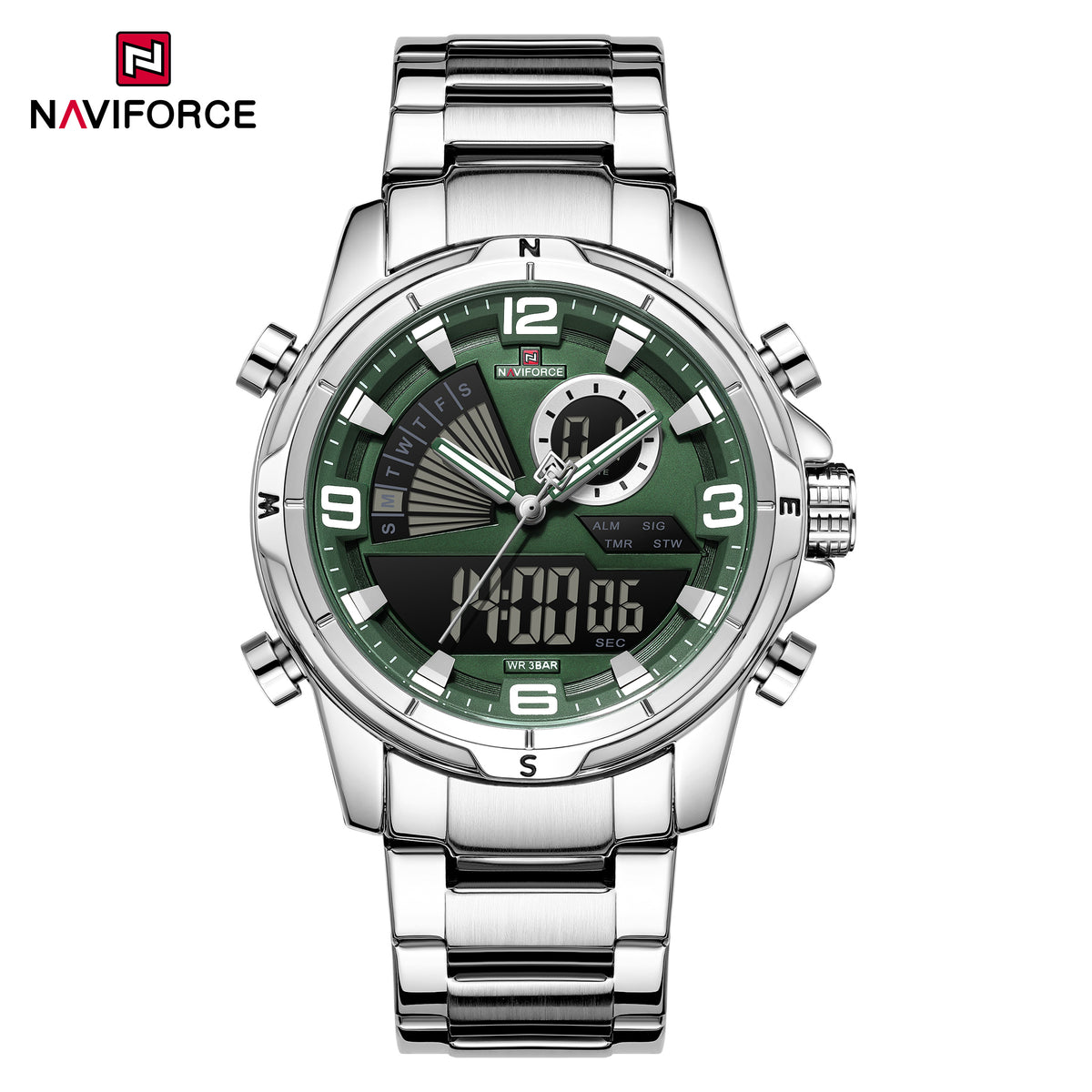 Naviforce 9257 Velocity Men Watch - Silver Green