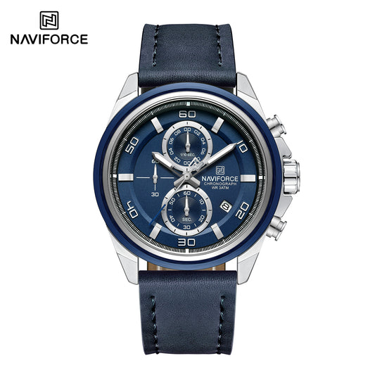 Naviforce 8075 Zach Men Leather Watch - Blue