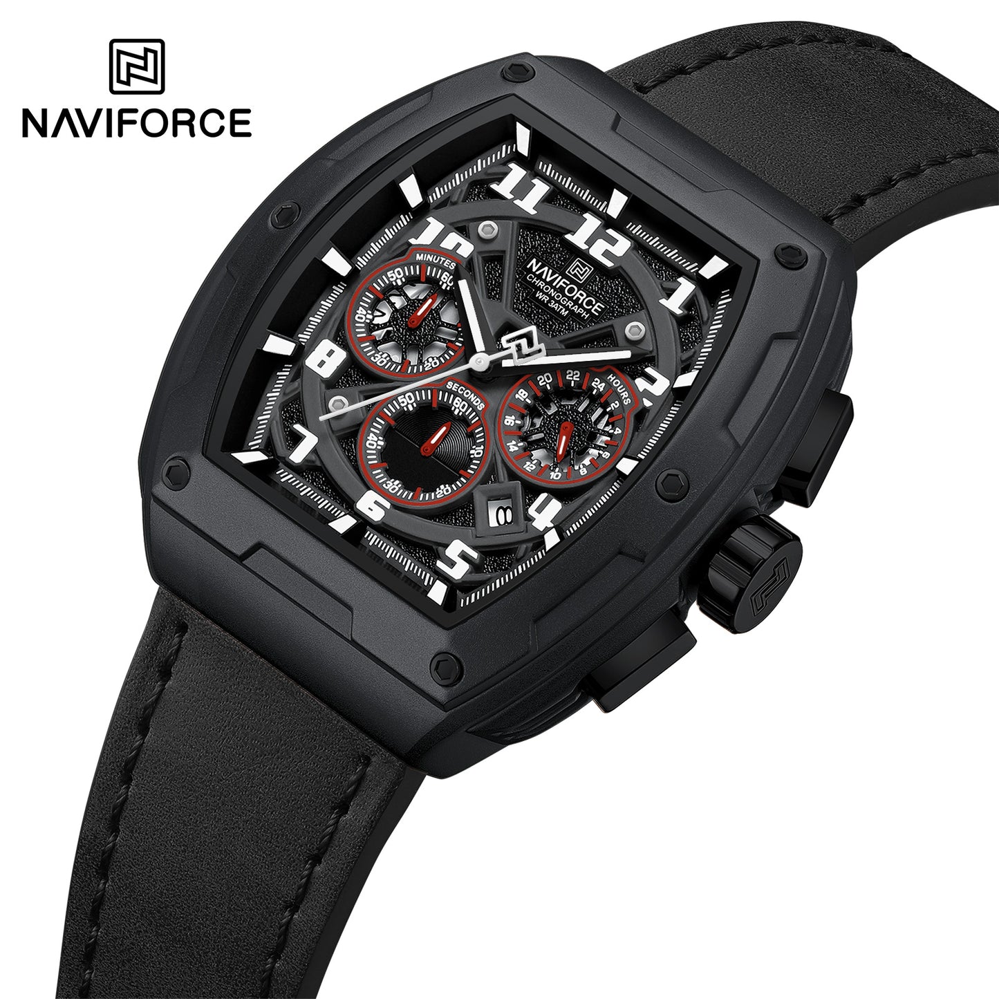 Naviforce 8053 Gently Men Leather Watch - Black