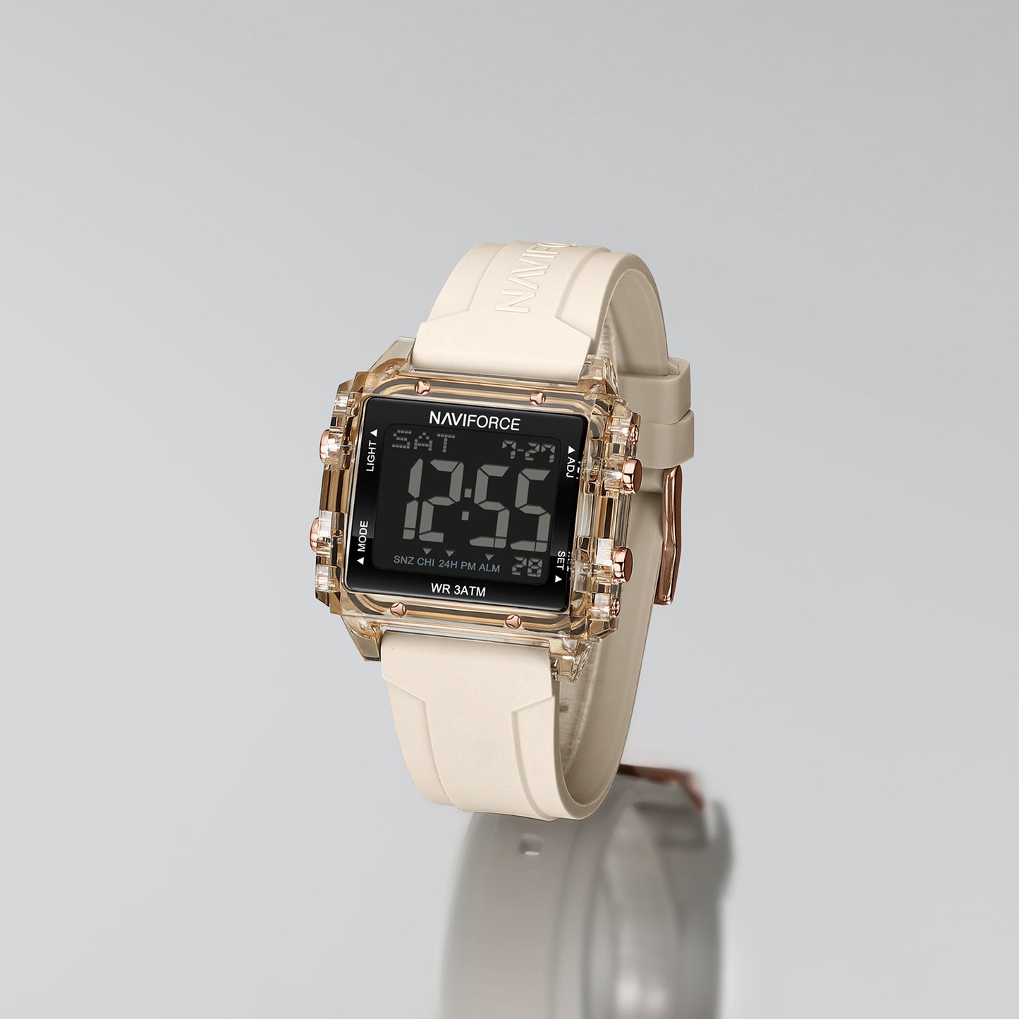 Naviforce 7101 Belladonna Silicone Women Watch - Beige RoseGold