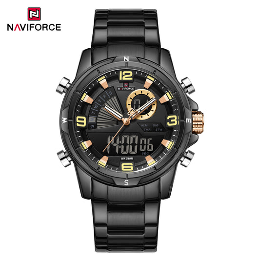 Naviforce 9257 Dual-Master Men Watch - Black