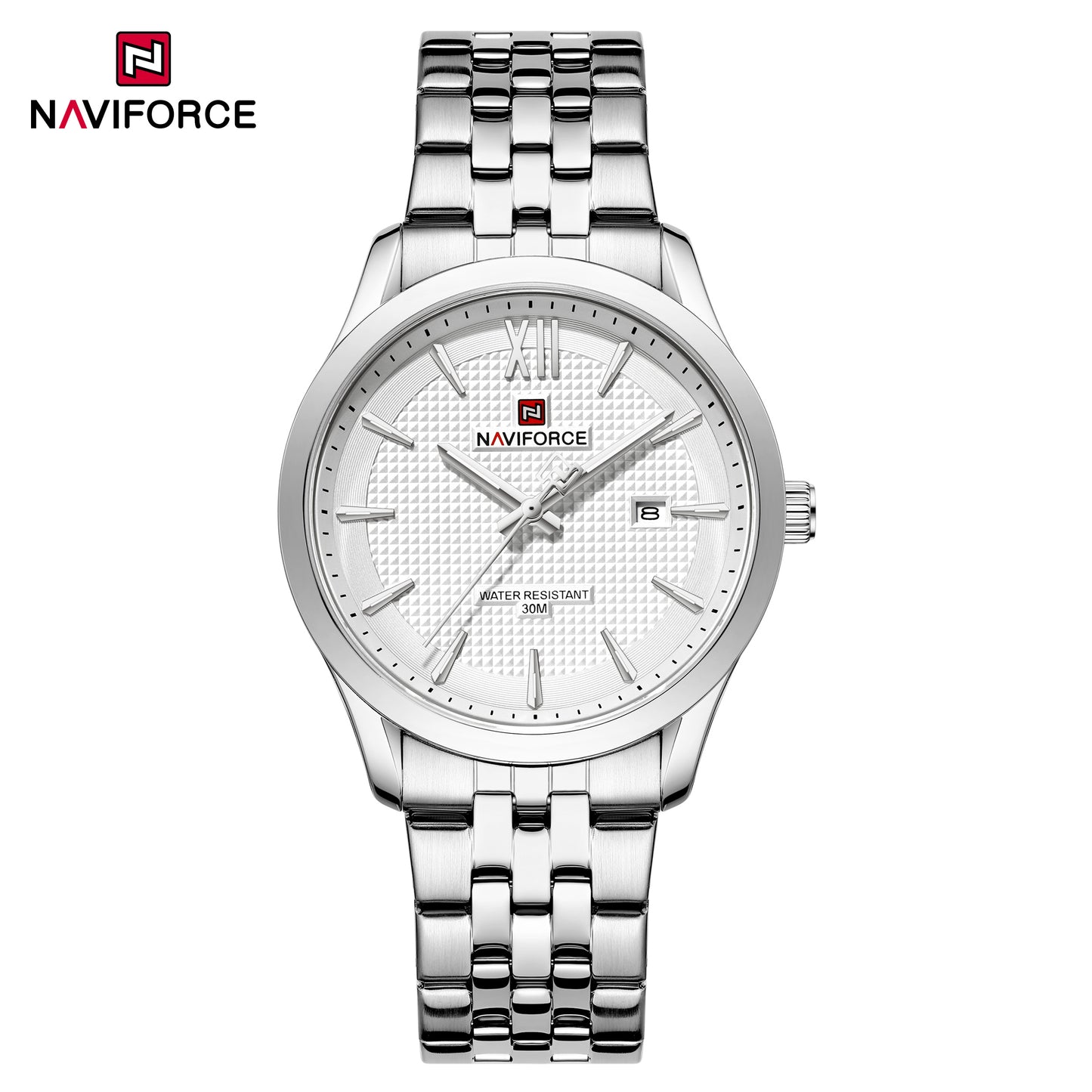Naviforce 9255 Elite White Men Watch - Silver