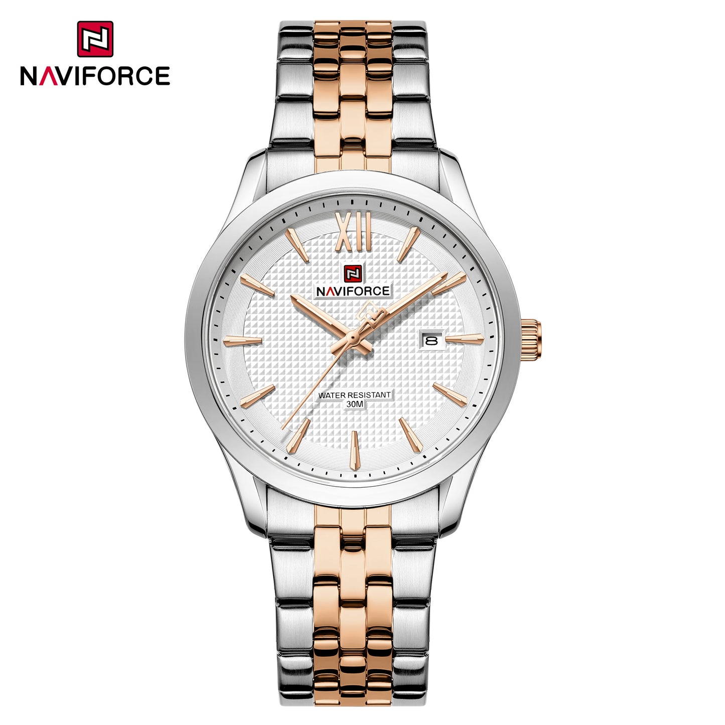 Naviforce 9255 Elite RoseGold Men Watch - Silver RoseGold