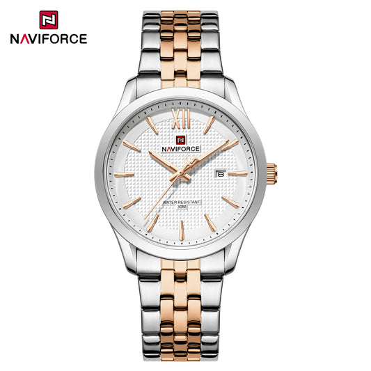 Naviforce 9255 Elite RoseGold Men Watch - Silver RoseGold