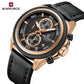 Naviforce 8075 Zach Men Leather Watch - Black RoseGold