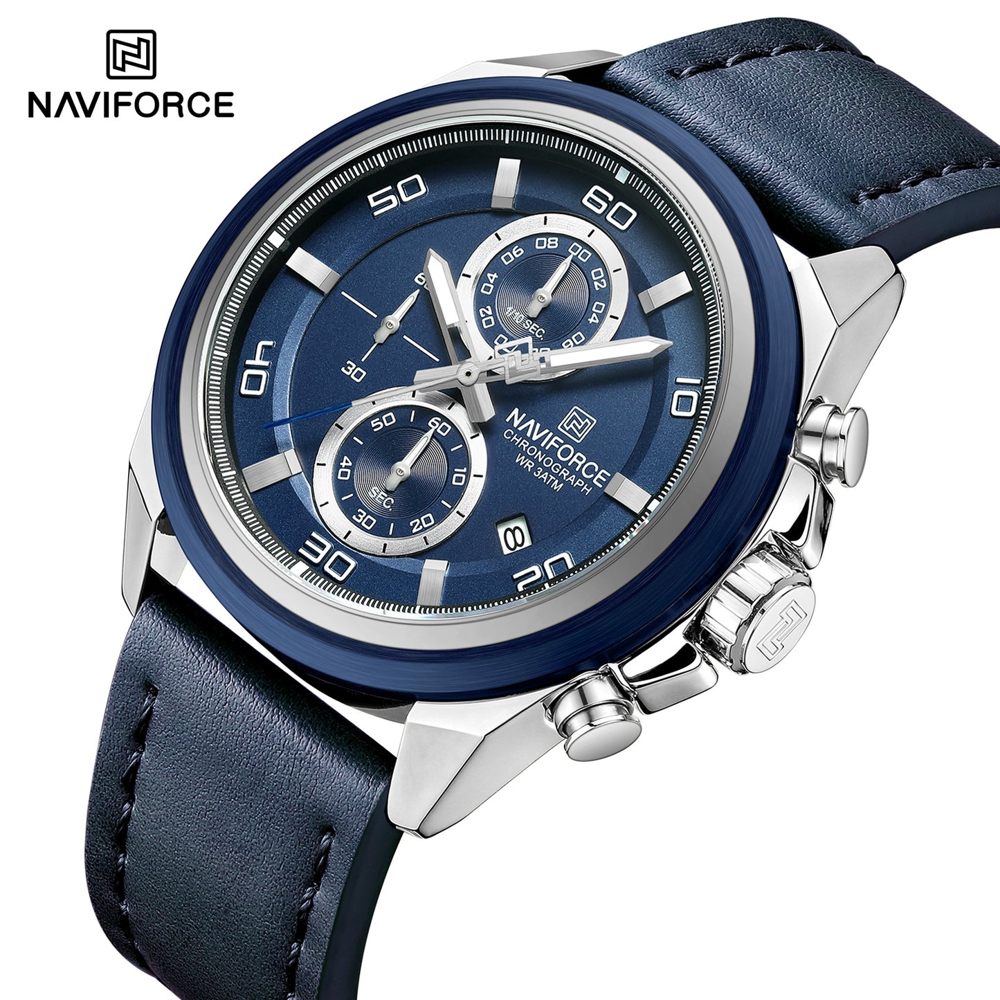 Naviforce 8075 Zach Men Leather Watch - Blue