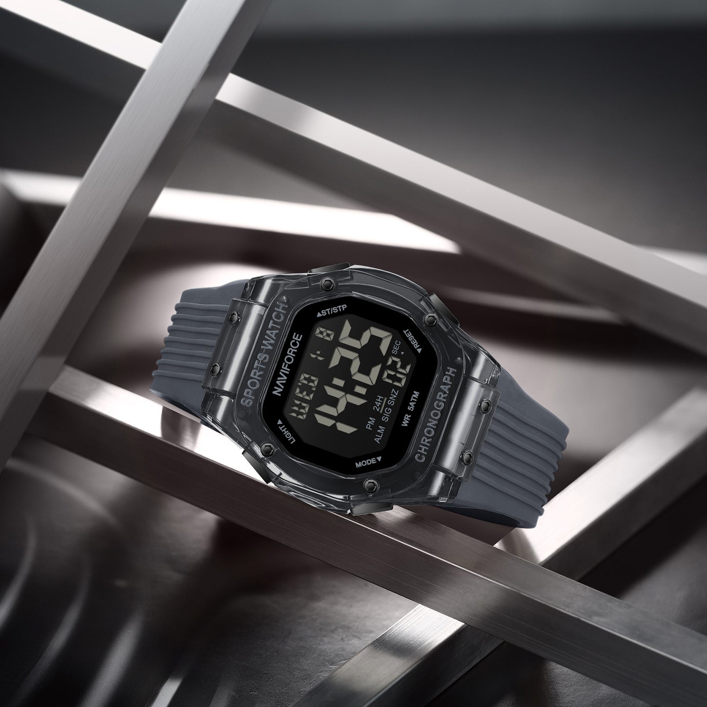 Naviforce 7113 Prime Digital Men Watch - Dark Grey