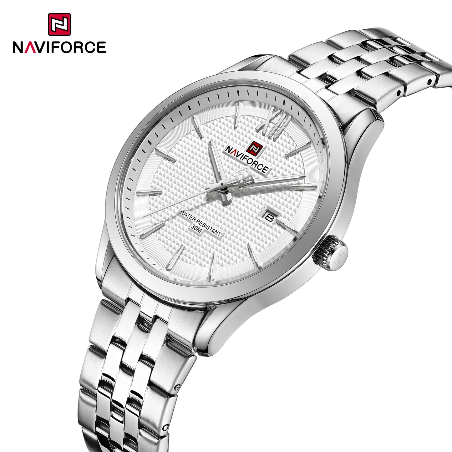 Naviforce 9255 Elite White Men Watch - Silver