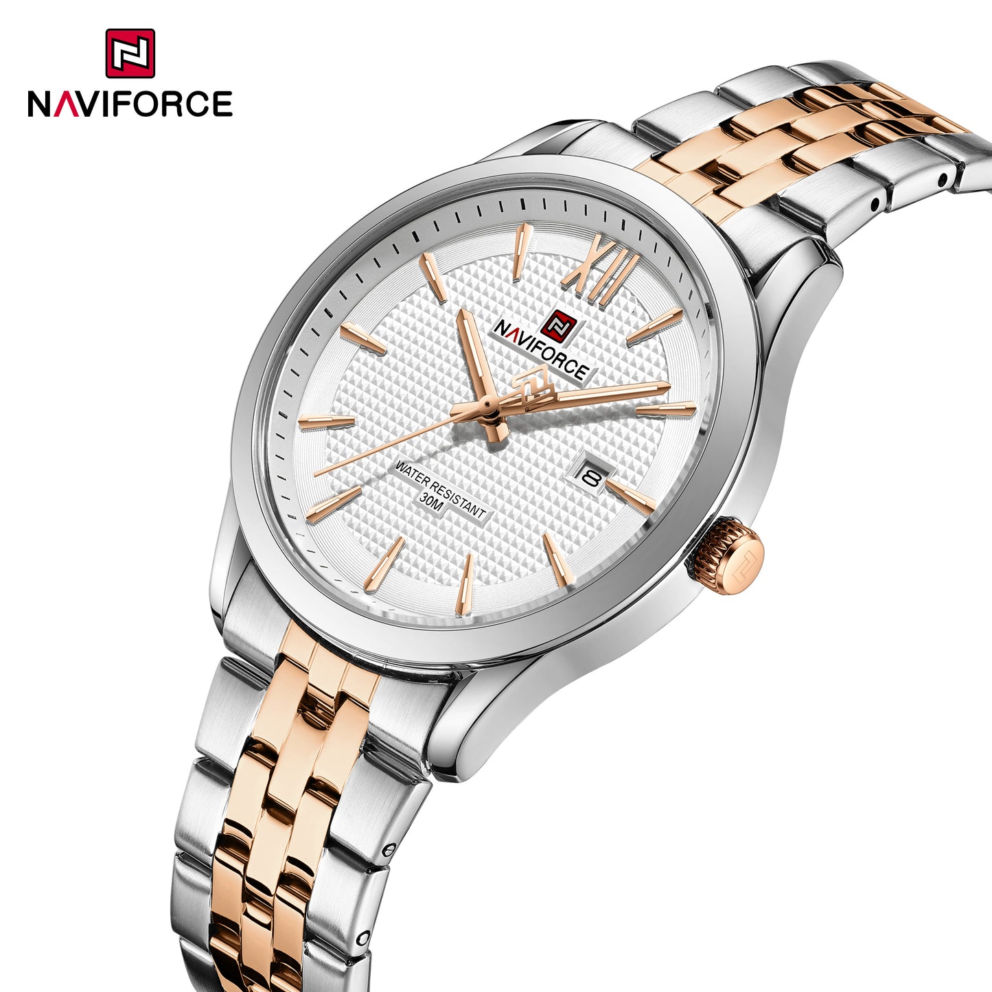 Naviforce 9255 Elite RoseGold Men Watch - Silver RoseGold
