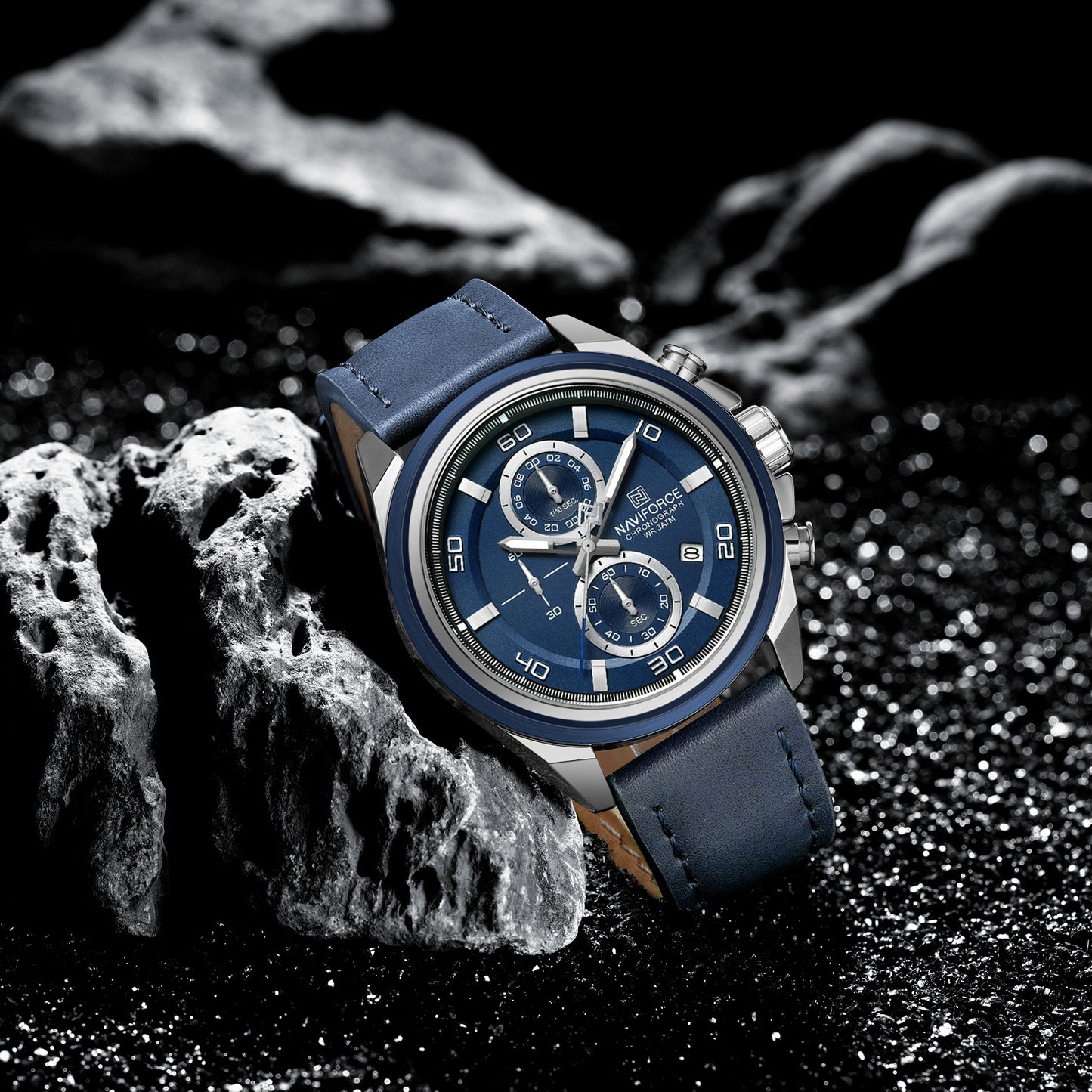 Naviforce 8075 Zach Men Leather Watch - Blue