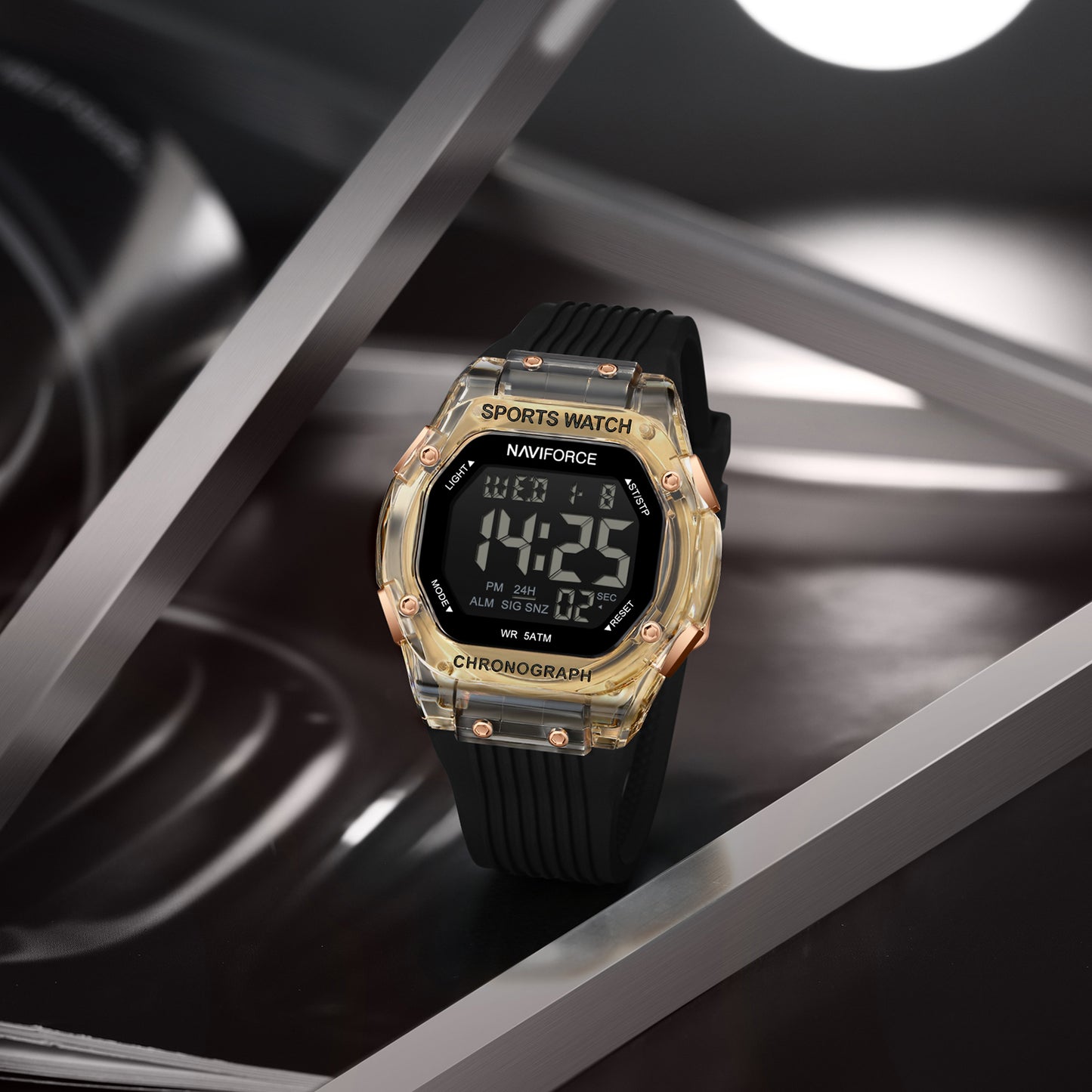 Naviforce 7113 Prime Digital Men Watch - Black Gold