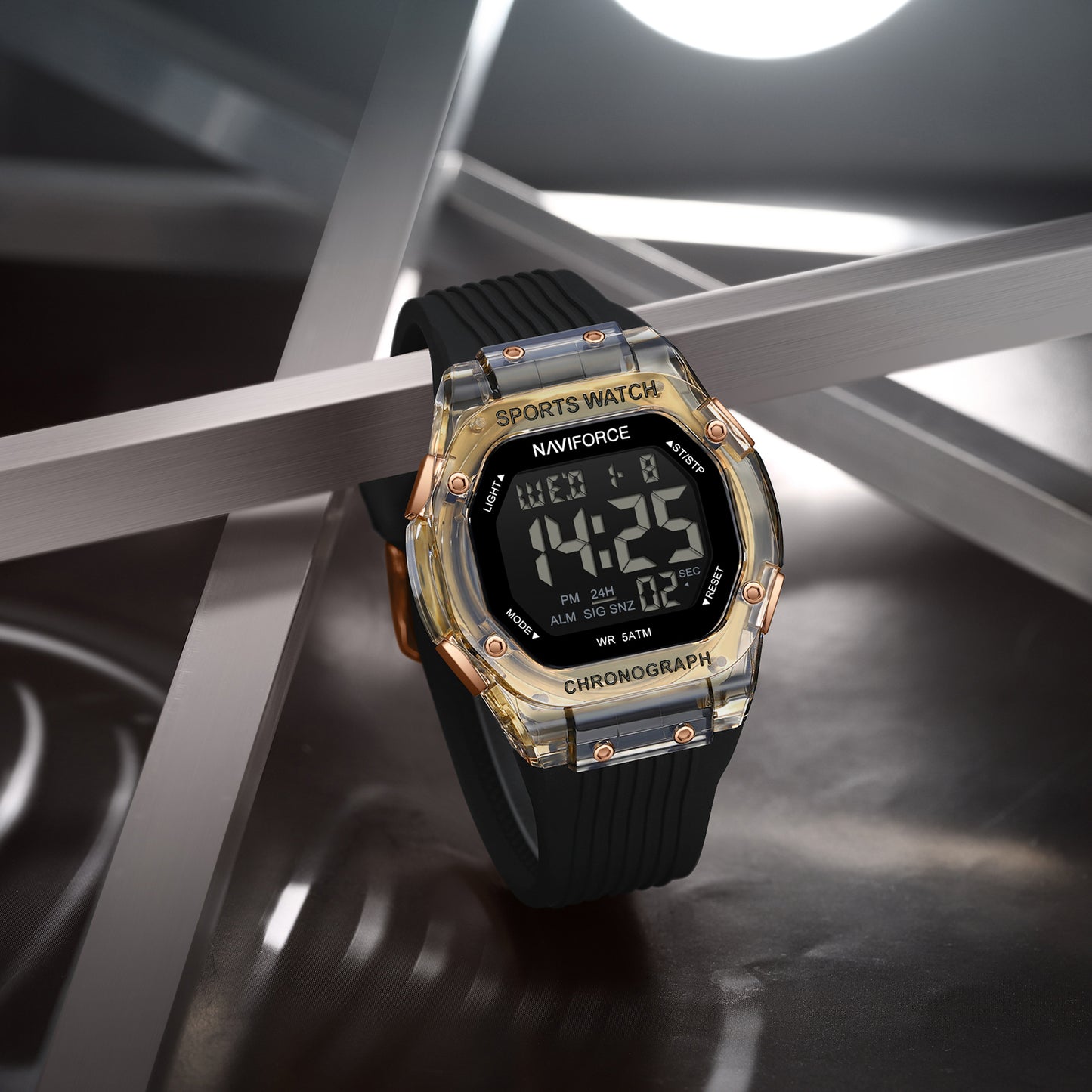 Naviforce 7113 Prime Digital Men Watch - Black Gold