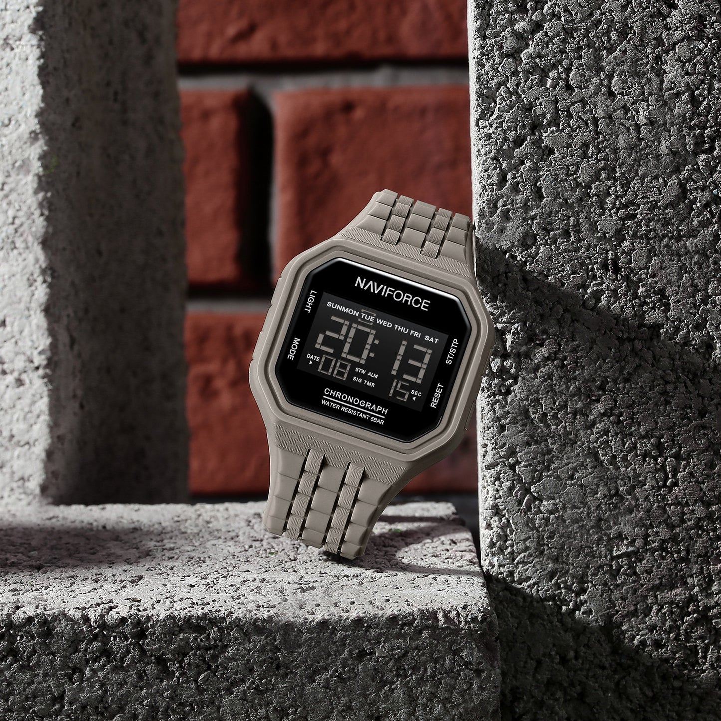 Naviforce 7116 Volda Men Digital Watch - Light Grey